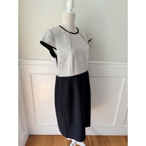 Hobbs London Lara Dress Gray Black Tweed Colorblock Sheath 12 - Picture 2 of 6
